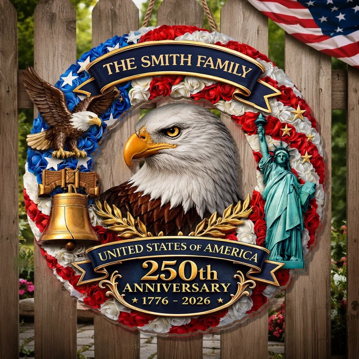 Custom wooden signage - a personalized gift for the 250th anniversary of the founding of the United States